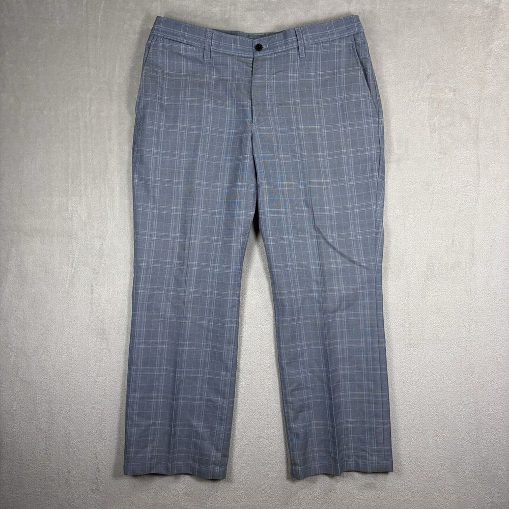 J Lindeberg Golf Pants Trousers Plaid Men's 34 x 27‎ Gray Wide Leg Striaght